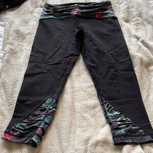 Lululemon Athletica Black Floral Capris